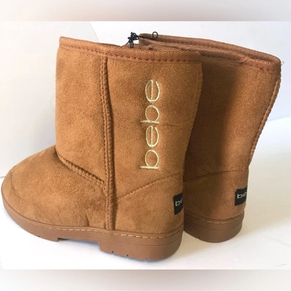 NEW, Bebe Toddler Girls Camel Brown Faux Suede Fun Lined Pull On Boots